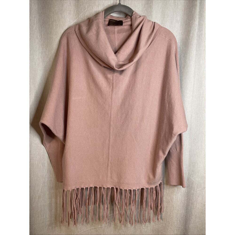 Women's KERISMA Zeyda Soft Pink Wool Blend Fringed Cowl Neck Sweater Size S/M